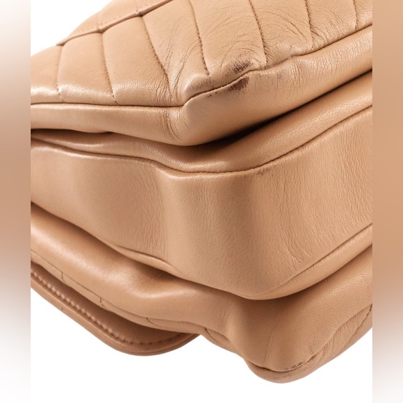 CHANEL CC Calfskin Leather Cream Chevron Medium Top Handle Leather ShoulderBag - Picture 5 of 11